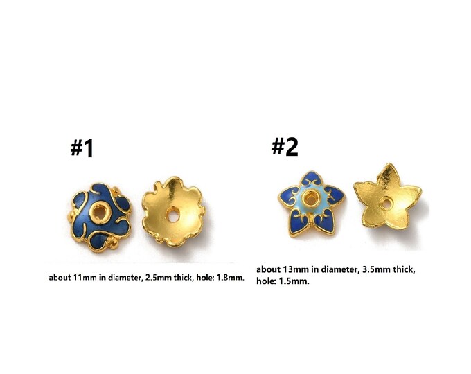 10pc metal enamel flower bead caps-pls pick a style