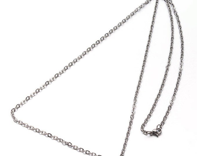 Wholesale 6 pc of 29.5inches stainless steel flat link cable chain necklaces -LL1138