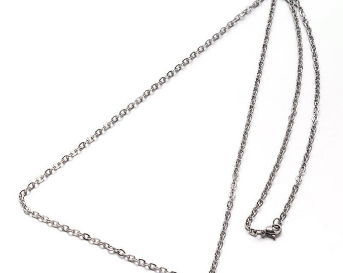 Wholesale 6 pc of 29.5inches stainless steel flat link cable chain necklaces -LL1138