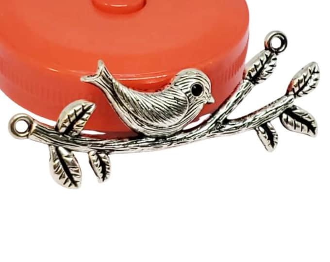 4pcs Antique Silver Bird on Branch Charms  58x22mm Pendant Connectors