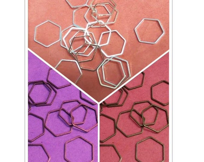 24pc 12mm  brass made hexagon shape connectors-pls choose your own color- available in silver antique bronze or antique copper finish