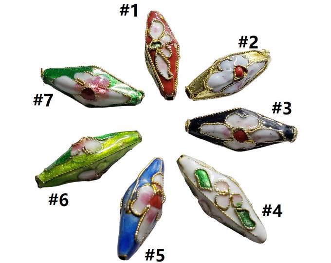 2pc 22x7mm bicone shape handmade Cloisonne Beads-pls pick your color