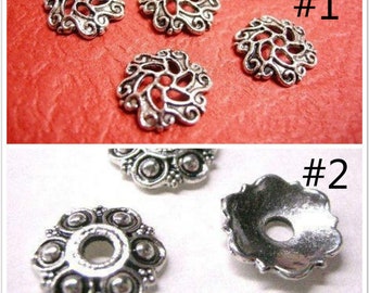 12pcs 13mm Antique Silver Finish  Metal Bead Caps-pls pick a color