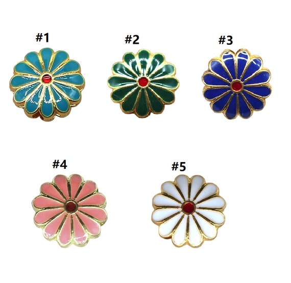 4pc 12mm Metal with enamel flower shape Beads -pls pick your color