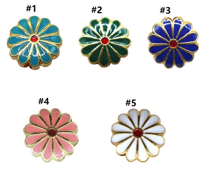 4pc 12mm Metal with enamel flower shape Beads -pls pick your color