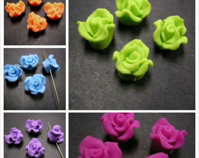 6pc Handmade Polymer Clay Flower Beads-pls pick a color