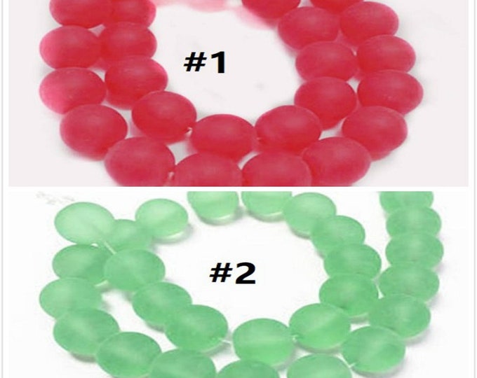 1 of 13 inch strand 9.5mm glass frosted glass beads-about 32 beads-pls pick a color