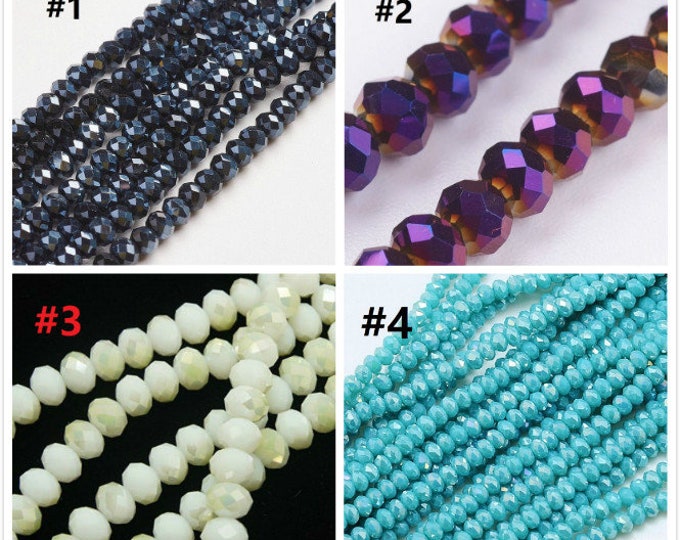 1 strand 3x2.5mm Faceted Electroplate Glass Beads(about 100 beads）-pls select your color