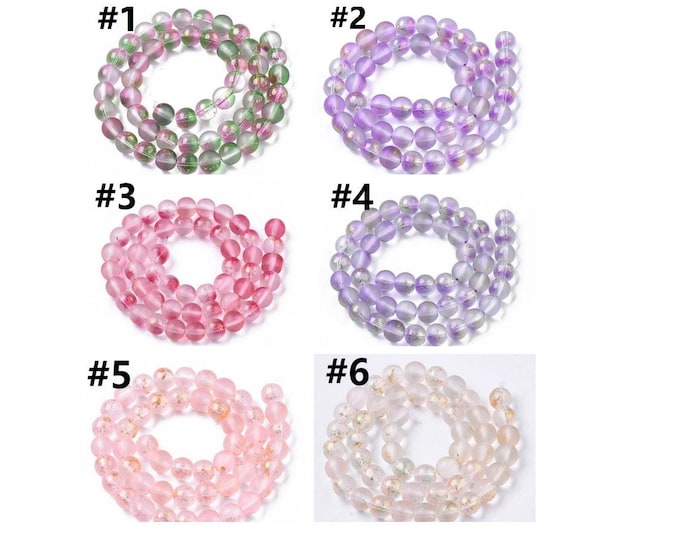 1 strand about 48-50pcs Frosted Spray Painted Glass Beads Strand 8mm-pls pick your color