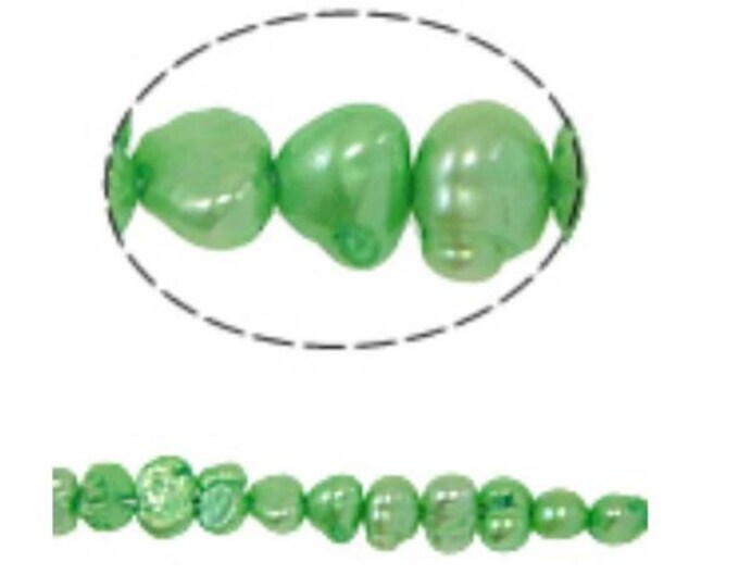 15 Inch Strand Green Potato Freshwater Cultured Pearls - Jewelry-Making Beads, DIY Necklace Supplies, Earth Tone Pearls