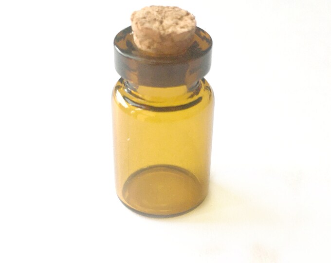 10pc 20x12mm tan glass little bottles flat base with corks-7580