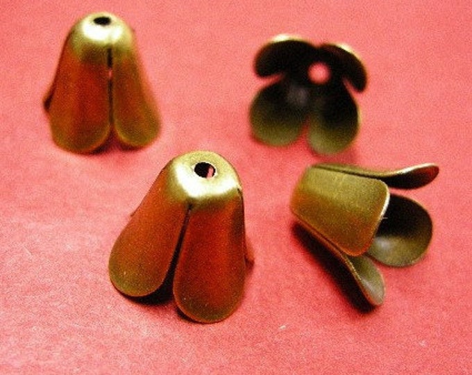 20pc Antique Bronze Flower Bead Caps 11x11mm - Floral Spacers for Jewelry Making - DIY Necklace, Earring Findings - Vintage Craft Supplies