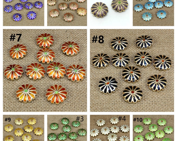 2pc 18mm  handmade  flower shape Cloisonne Beads-pls pick your color