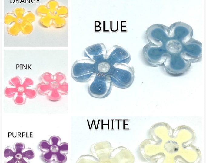 10pc 25mm resin with glitter flower cabochons-pls pick a color