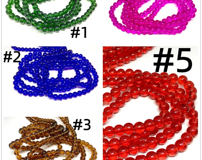 1 Strand 29" Spray Painted Transparent Round Glass Beads 135pcs-Pls pick a color