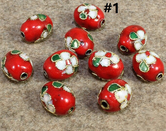 4pc 12x10mm oval shape Cloisonne beads- pls pick a color