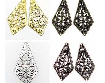 10pc 45x23mm filigree pendants, wraps-pls pick a color