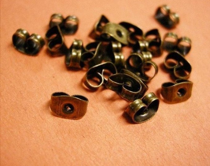 50pc antique bronze earring nuts-3025