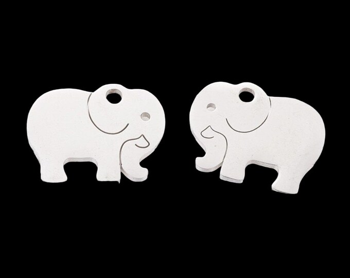 10pc Tarnish Resistant 304 Stainless Steel Charms, Elephant,13.9x10.7mm