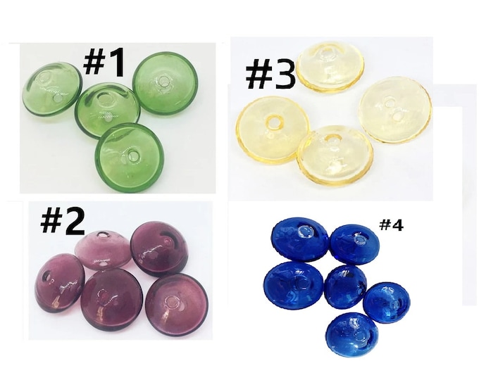 6pc 16x10mm flat round blown glass beads-pls pick a color