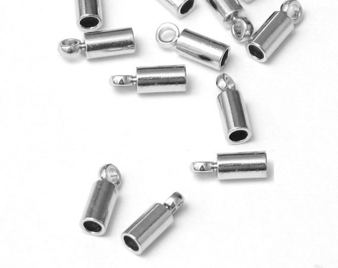 50pc 7x2.5mm platinum look brass made cord end-10554