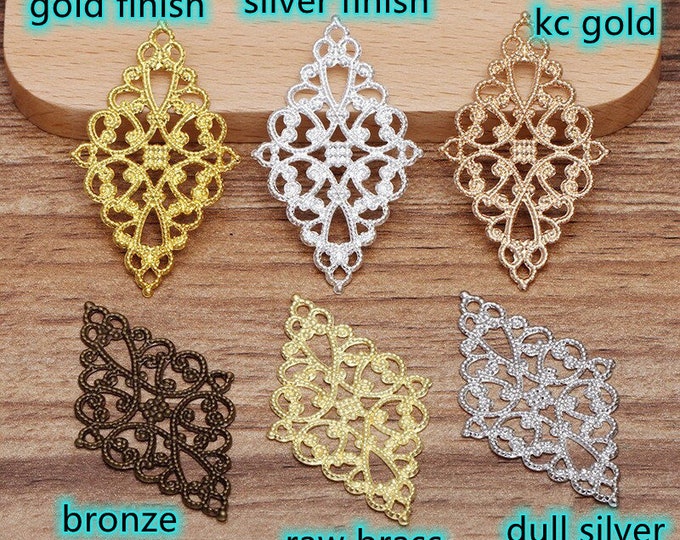 10pc 45x26MM brass made filigree wraps-pls pick a color