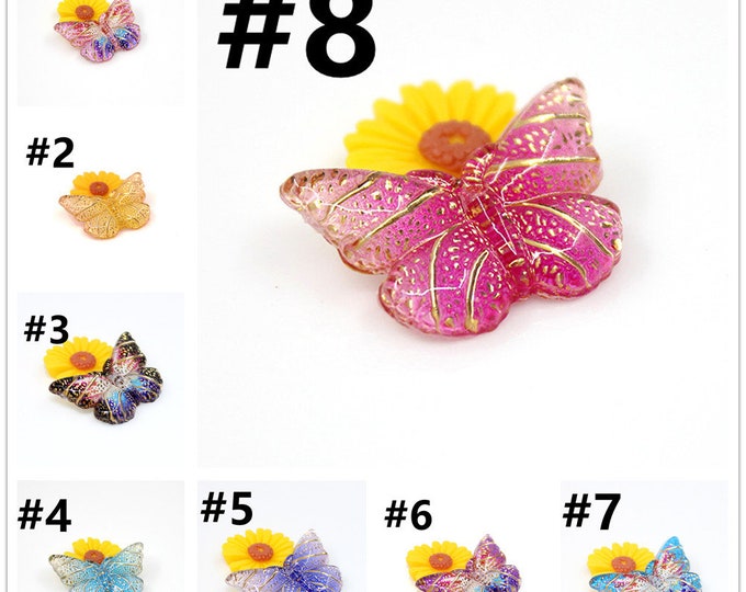 10pc 22x14mm Resin butterfly Cabochons R335-pls pick a color