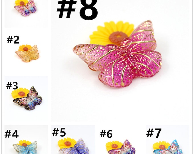 10pc 22x14mm Resin butterfly Cabochons R335-pls pick a color