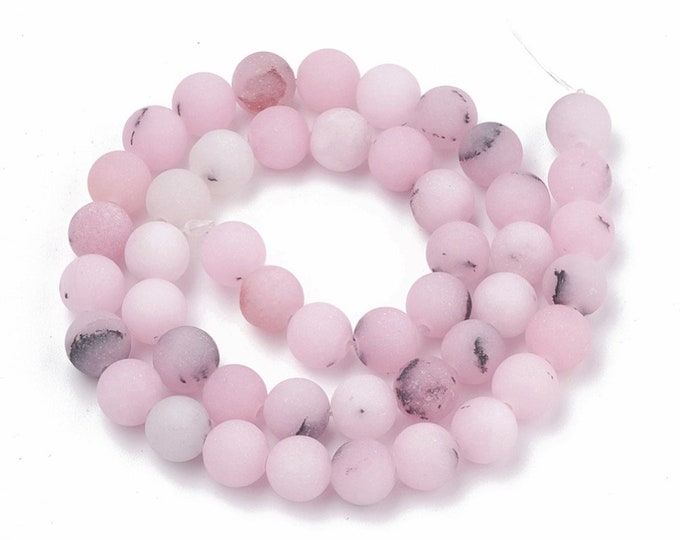 15 Inch Strand Of  Frosted Round Cherry Blossom Jasper Beads -pls pick a size