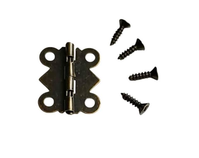 10 sets antique bronze finish metal hinge with screws, for miniature, jewelry boxes -20x16.5mm