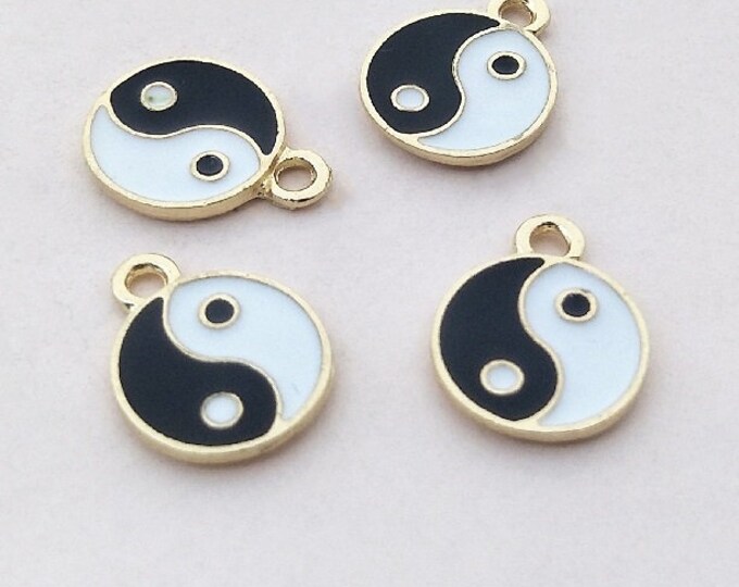 5pc 15x12mm metal with enamel yin yang pendants-R783