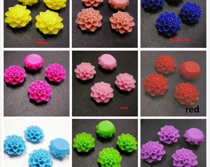 6pc 15mm Resin Flower Cabochon-pls choose your own color