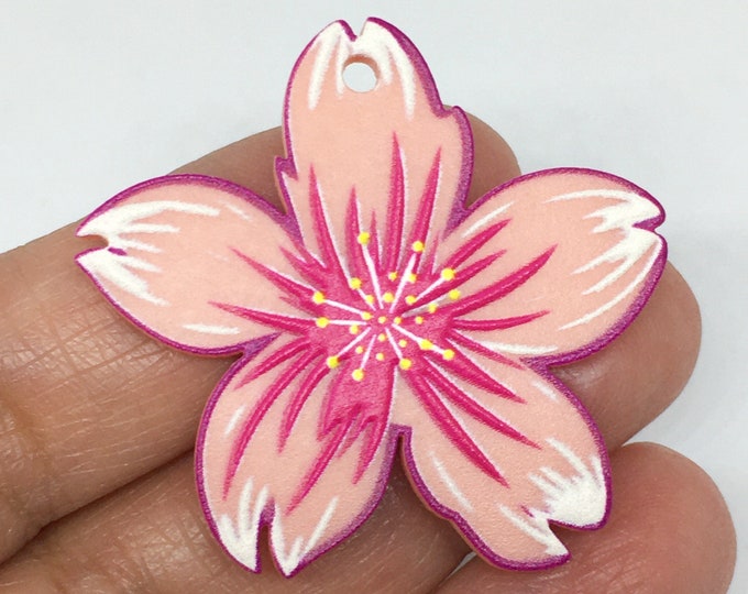 2pc 36mm Acrylic 3D Printed flower pendants-R541