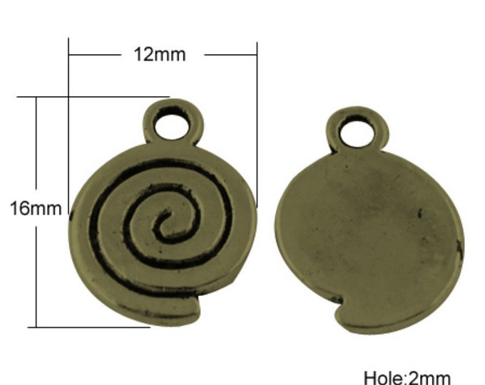12pc 16x12mm antique bronze finish metal swirl pendants-BAK55