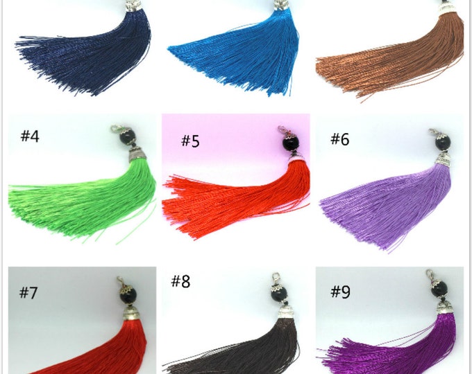 2pc 6 inches Tassel with Silver Tone Zinc Alloy Top- pls pick a color
