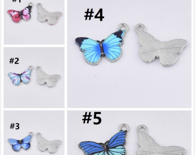 4pc 20x13.5mm metal with enamel butterfly pendants S10A--pls pick a color