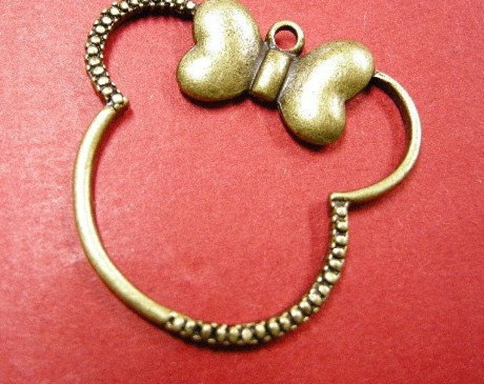 2pc antique bronze metal pendant 38x36mm-4881