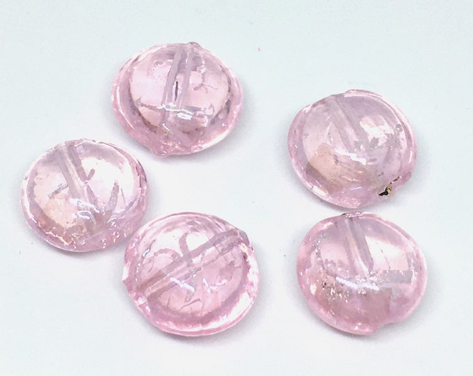 10pc 13mm flat round shape pink fancy lampwork glass beasd-R795