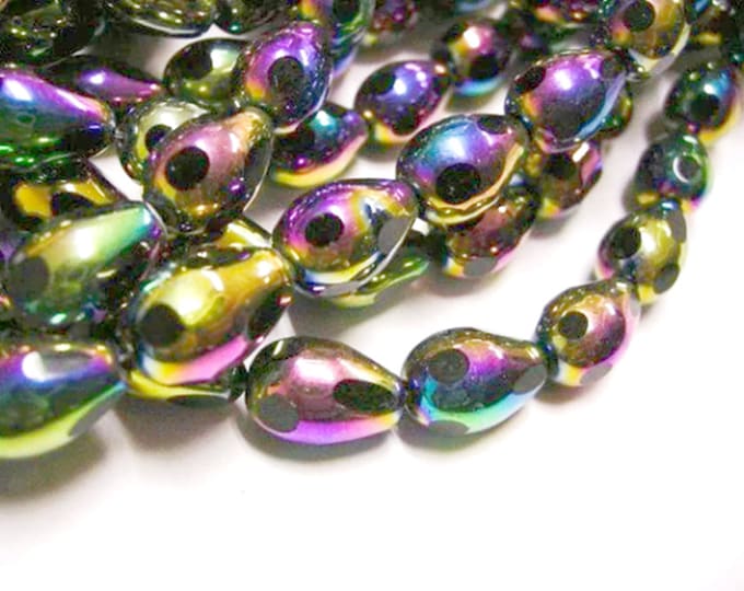 6pc 15x10mm Electroplate teardrop glass beads-3507