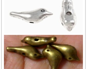 8pc 15x12mm antique finish metal bird beads-pls pick a color