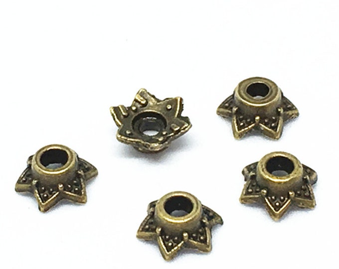 50pc 6X4mm antique bronze finish metal bead cap-10638