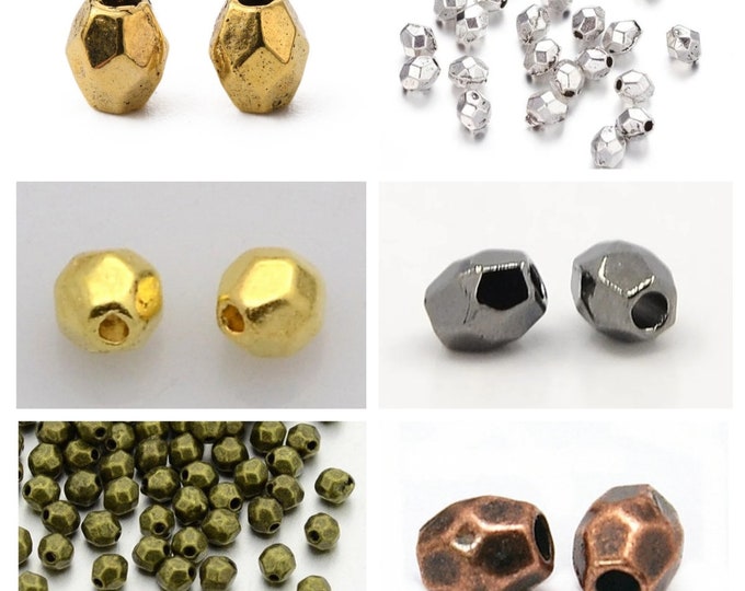 50pc 4x3.5mm antique finish metal faceted beads, spacers-pls select your color