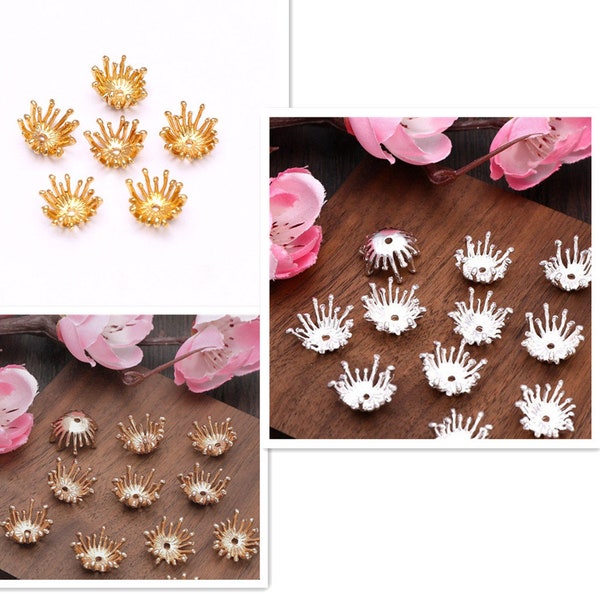 10pc  alloy made flower bead caps-pls pick a size and  color