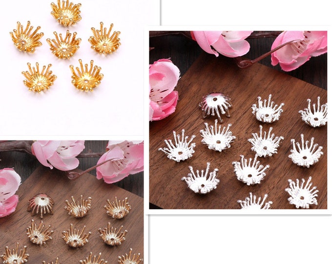 10pc  alloy made flower bead caps-pls pick a size and  color