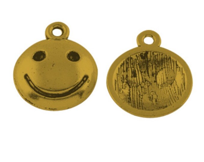 Sale- 12pc 17x13mm antique gold finish smiley face metal charms-BAK20
