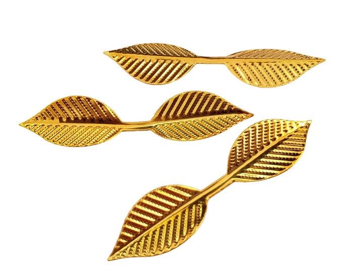 10pc 50x12mm gold finish leaf shape filigree finding-3894