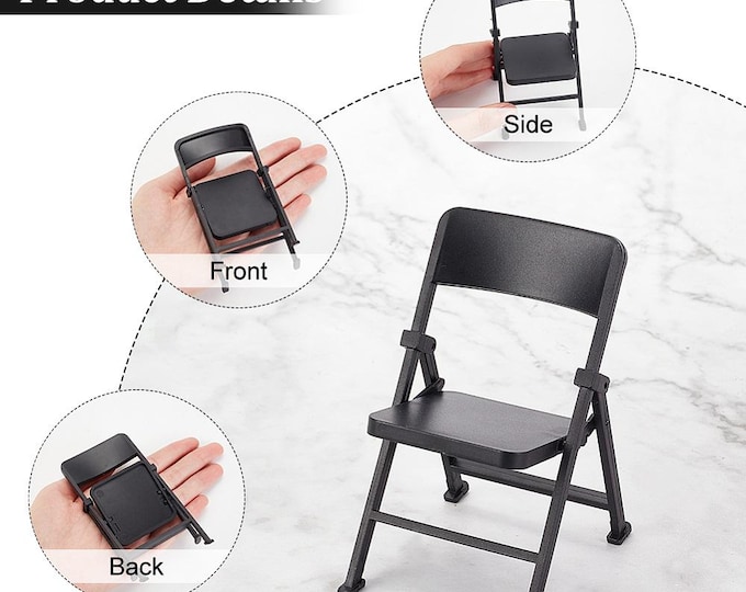 1PC Cute Mini Plastic Foldable Chair, Miniature Furniture Model, for Mobile Phone Holder, Dollhouse Accessories