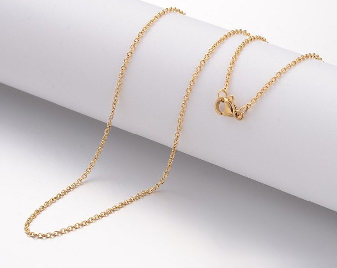 Wholesale 10 pc of 17.7“ gold finish stainless steel cable chain necklaces