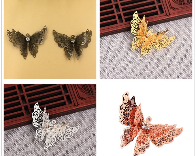 2pc 35X25mm brass made butterfly pendants LV1071-pls pick a color
