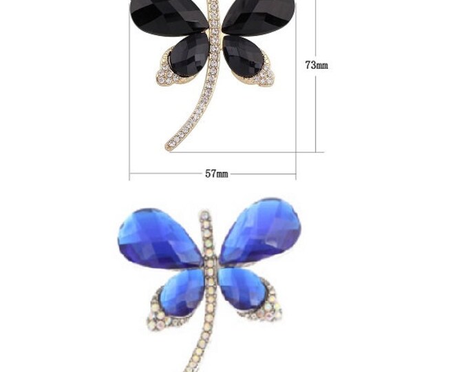 1pc  59x64mm zinc alloy butterfly with rhinestone pendant -pls pick  a color
